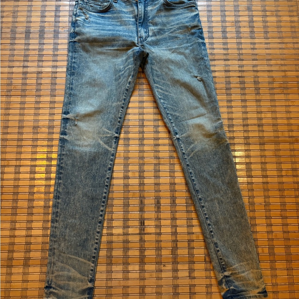 Amiri Distressed Ripped Skinny Blue Jeans 34 x 33